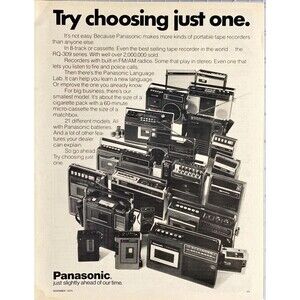 Panasonic Car Audio Systems "In 8-Track or Cassette" Vintage Print Ad 1975